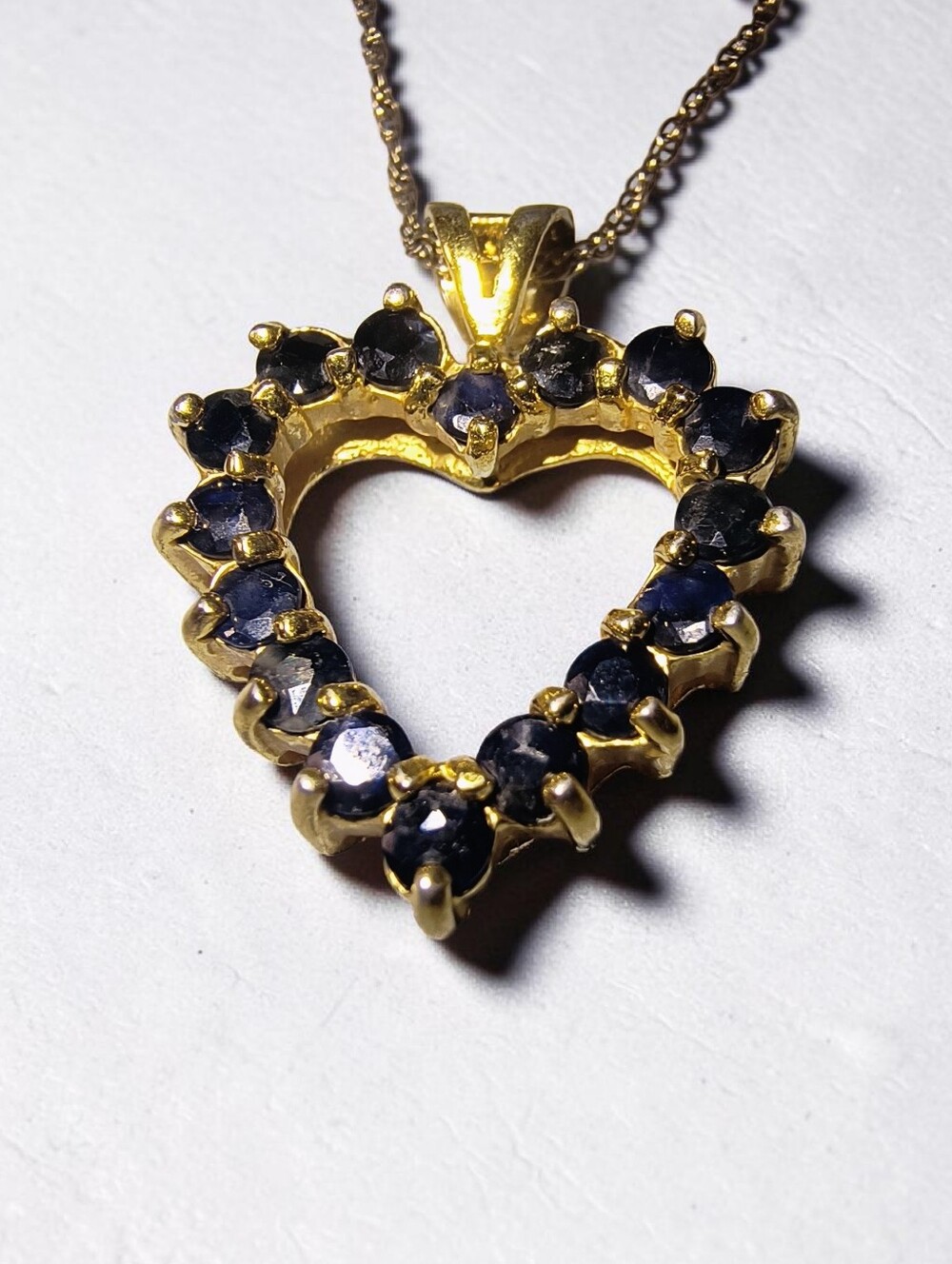Black Sapphire And Gold Vermeil / Sterling Silver Heart Pendant Necklace